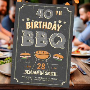 Men's BBQ Party Rustic Cowboy Country Birthday Invitation