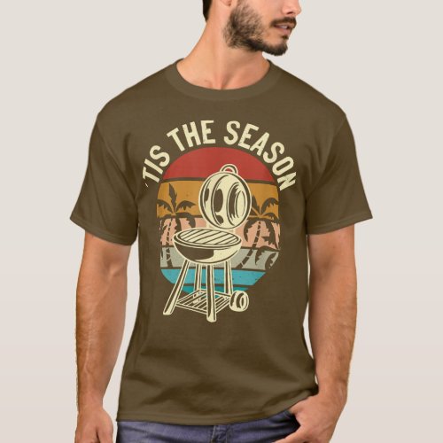 Mens BBQ Tis the season Retro Party Smoker grill t T_Shirt