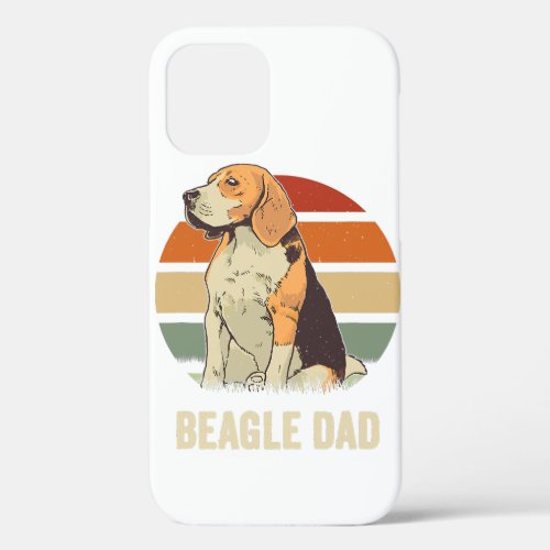 Mens Beagle Dad Retro Sunset Distressed Vintage iPhone 12 Pro Case