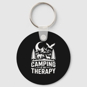 Men's bear camping is my therapy performance keychain