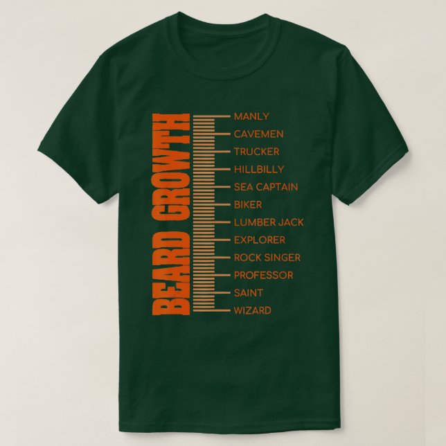 Mens Beard Growth Size Chart Mens Facial Hair Funn T-Shirt (Design Front)