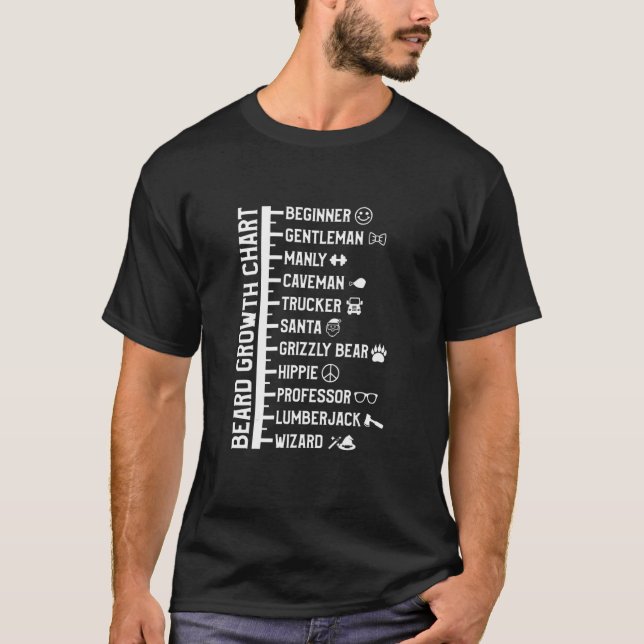 Mens Beard Scale Length Measurement Size Chart Fun T-Shirt (Front)