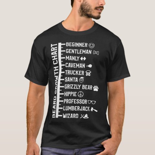 Mens Beard Scale Length Measurement Size Chart gif T_Shirt