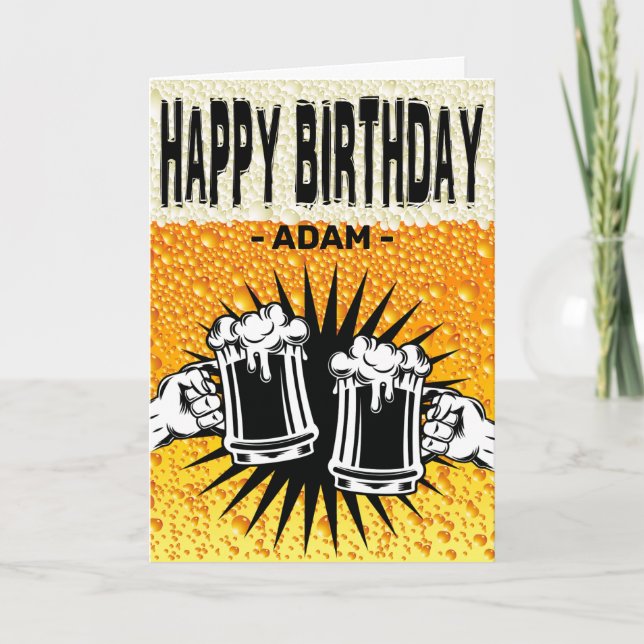 Men's Beer Background Happy Birthday Card (Front)