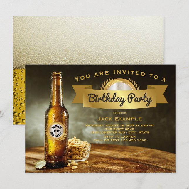 Mens Beer Birthday Party Invitations (Front/Back)