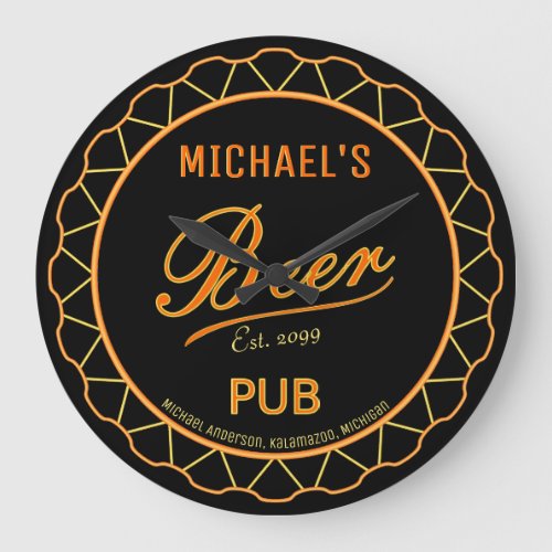 Mens Beer Bottle Cap Pub Wall Clock