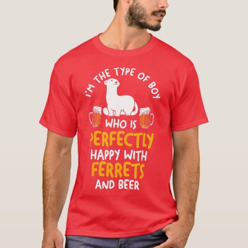 Mens Beer Ferret  T_Shirt