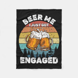 Mens Beer Got Engaged Funny Party Celebration Fleece Blanket