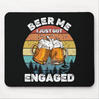 Mens Beer Got Engaged Funny Party Celebration Mouse Pad