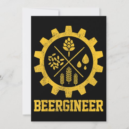 Mens Beergineer Homebrew Home Brewing Craft Beer B Invitation