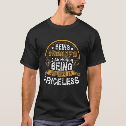 Mens Being A Grandpa Is An Honor Being A Grampy Fa T_Shirt