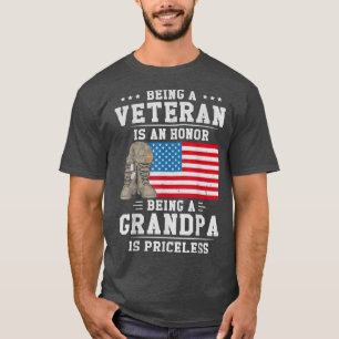Mens Being a Veteran Is an Honor Being a Grandpa I T-Shirt