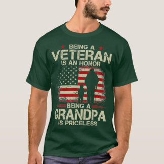 Mens Being A Veteran Is An Honor Being A Grandpa T-Shirt
