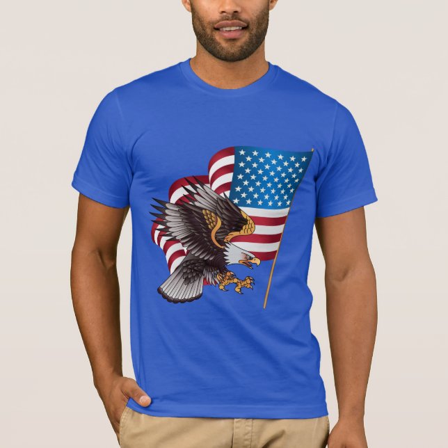 Mens Bella Canvas T-Shirt-Eagle and Flag T-Shirt (Front)