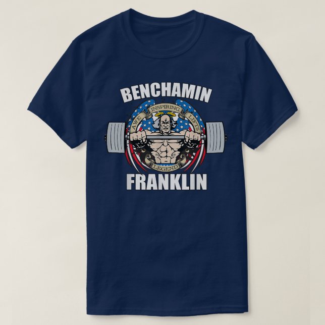 Mens Benchamin Franklin Patriotic Gainz Workout Gy T-Shirt (Design Front)