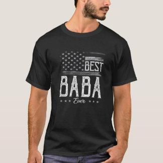 Mens Best Baba Ever American Flag Grandpa Gift T-Shirt