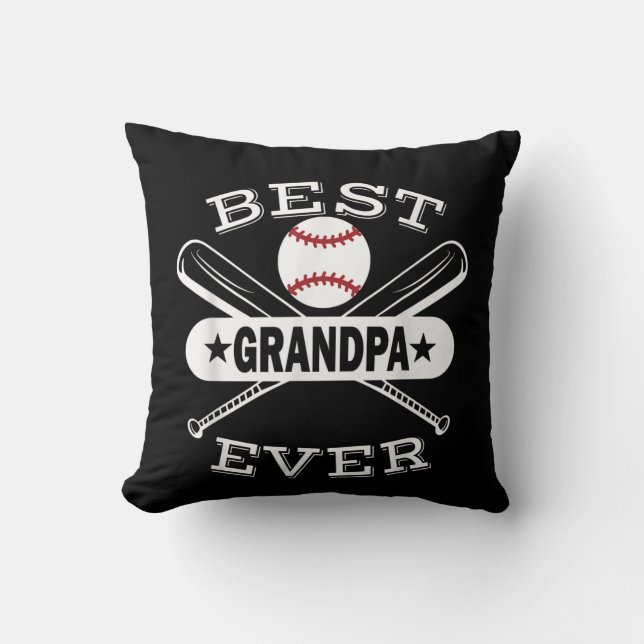 Mens Best Baseball Grandpa Grandson Ball Sport Throw Pillow (Front)