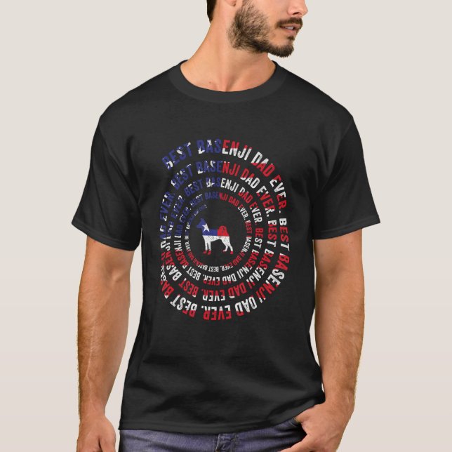 Mens Best Basenji Dad Ever American Flag Dog   T-Shirt (Front)