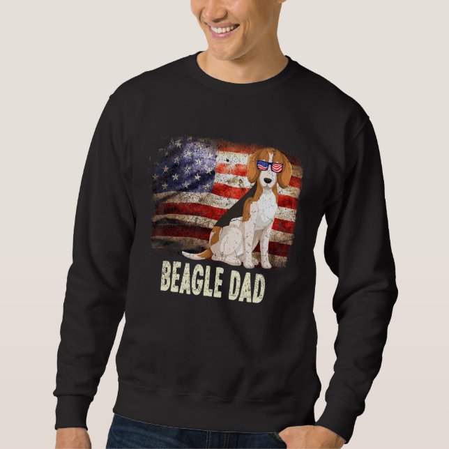 Mens Best Beagle Dad Ever American Flag 4th Of Jul Sweatshirt (Front)