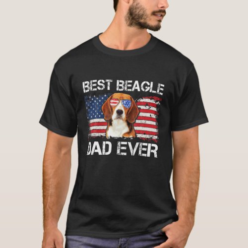 Mens Best Beagle Dad Ever American Flag Fathers Da T_Shirt