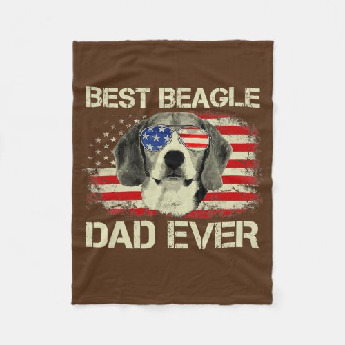 Mens Best Beagle Dad Ever Dog Lover American Flag Fleece Blanket