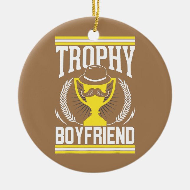 Mens Best Bearded Boyfriend Trophy Mustache  Ceramic Ornament (Front)