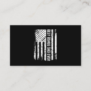 Mens Best Bonus Dad Ever American Flag Tshirt Business Card