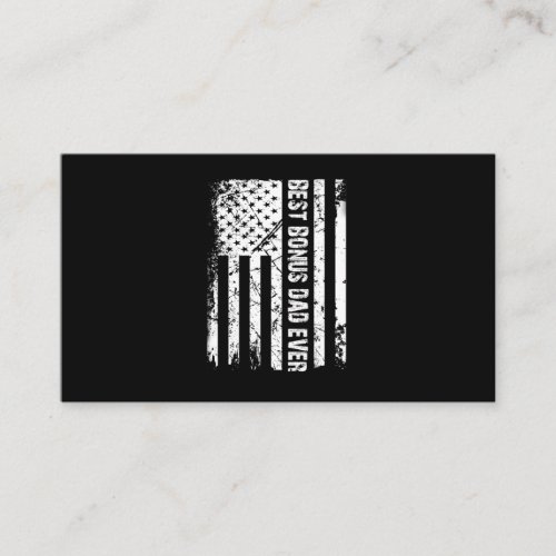 Mens Best Bonus Dad Ever American Flag Tshirt Business Card