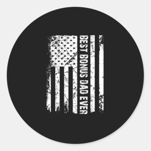 Mens Best Bonus Dad Ever American Flag Tshirt Classic Round Sticker