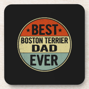 Mens Best Boston Terrier Dad Ever Retro Style Cool Beverage Coaster