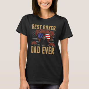 Mens Best Boxer Dad Ever  Dog  American Flag T-Shirt