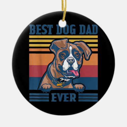 Mens Best Boxer Dad Ever Funny Dog Dad Fathers Ceramic Ornament