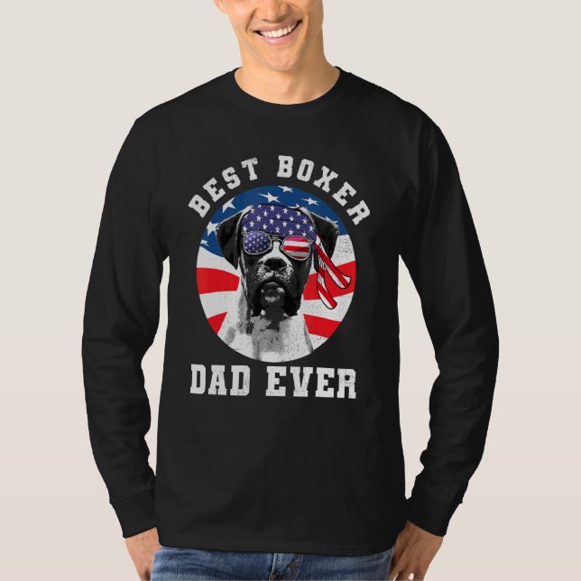Mens Best Boxer Dog Dad Ever Dog American Flag T-Shirt (Front)