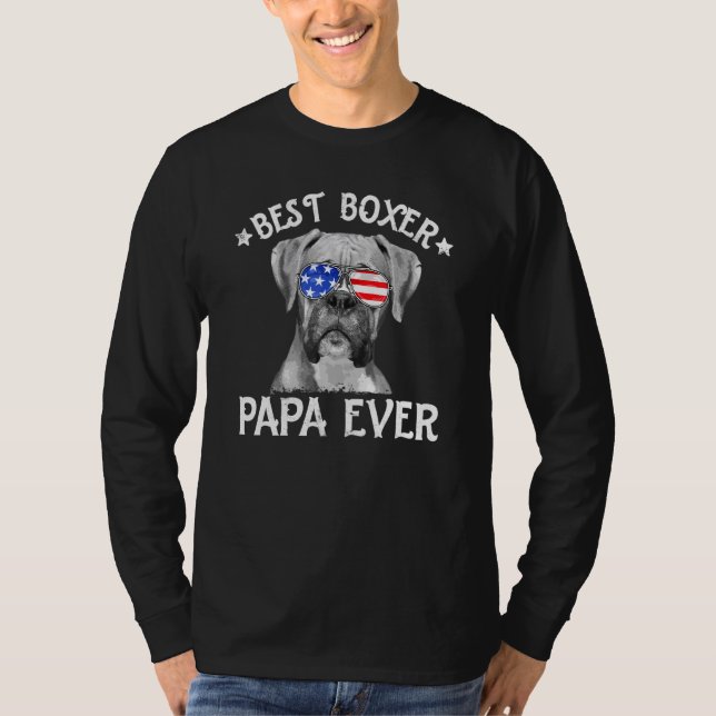Mens Best Boxer Papa Ever American Flag Dog Dad 4t T-Shirt (Front)