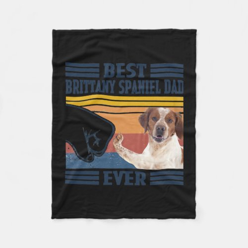 Mens Best Brittany Spaniel Dad Ever Funny Dog Fleece Blanket