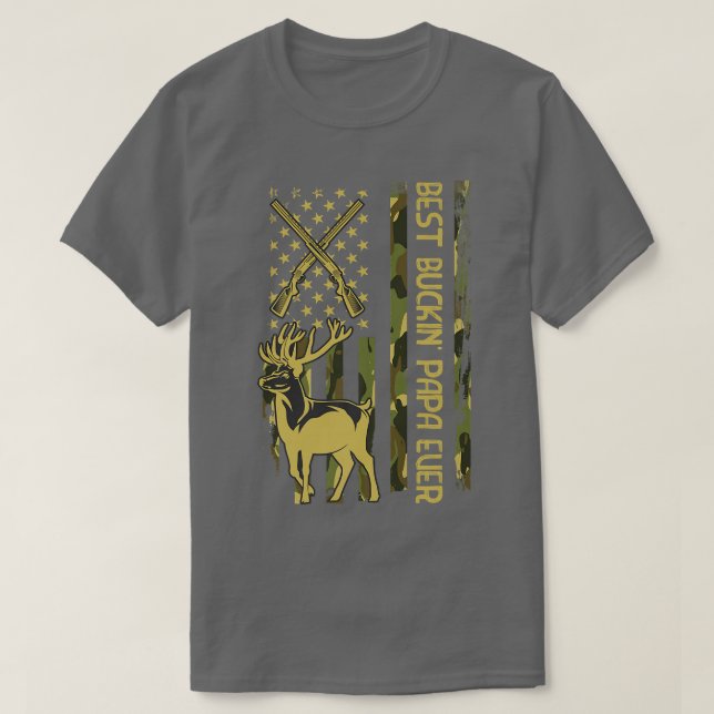 Mens Best Buckin PAPA Ever Deer Hunting Bucking Ch T-Shirt (Design Front)