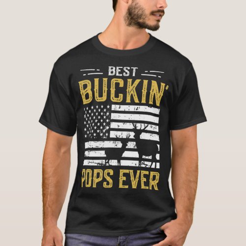 Mens Best Buckin Pops Ever Funny Gift Deer Hunter  T_Shirt