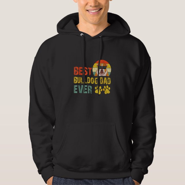 Mens Best Bulldog Dad Ever English Dog Owner Vinta Hoodie (Front)