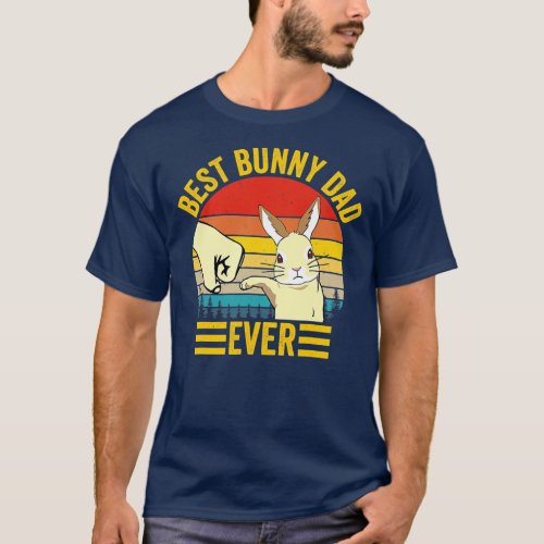 Mens Best Bunny Dad Ever Vintage Rabbit Lover T_Shirt