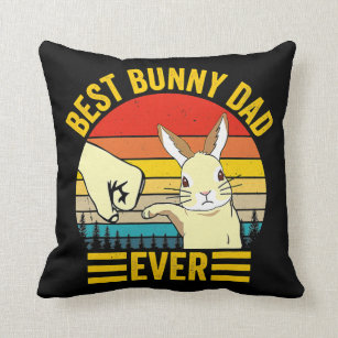 Mens Best Bunny Dad Ever Vintage Rabbit Lover Throw Pillow