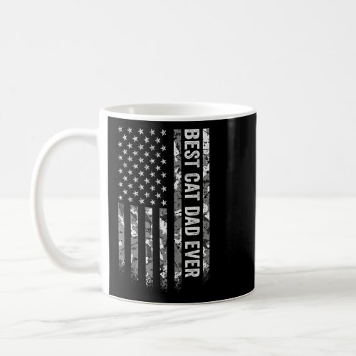 Mens Best Cat Dad Ever American Flag Camo Veteran  Coffee Mug