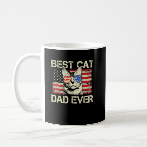 Mens Best Cat Dad Ever American Flag Patriotic 4th Coffee Mug