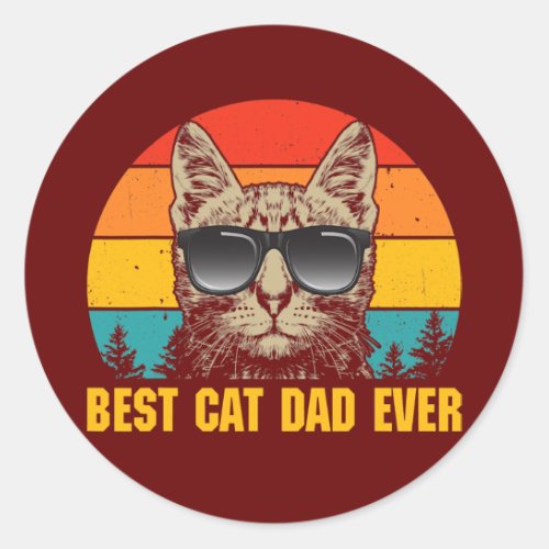 Mens Best Cat Dad Ever for dad on fathers day Classic Round Sticker