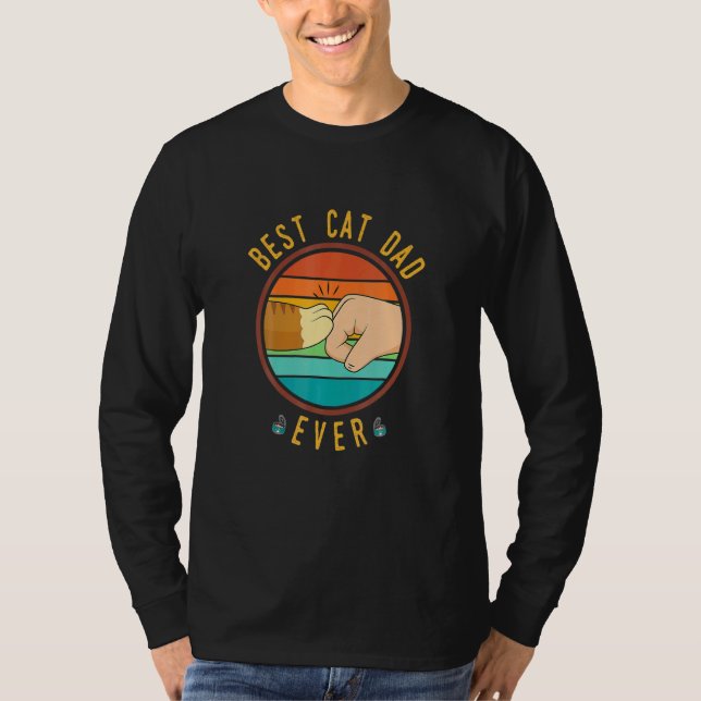 Mens Best Cat Dad Ever  Ginger Cat Fathers Day Ret T-Shirt (Front)