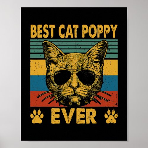 Mens Best Cat Poppy Ever Funny Cat Dad Father Day Poster