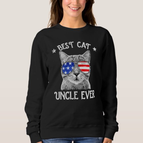 Mens Best Cat Uncle Ever American Flag Patriotic 4 Sweatshirt