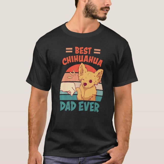 Mens Best Chihuahua Dad Ever Chihuahua Dog Holder T-Shirt (Front)