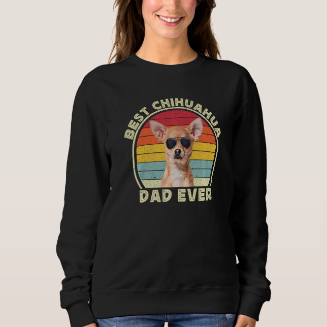 Mens Best Chihuahua Dad For Men Retro Brown Chiwaw Sweatshirt (Front)