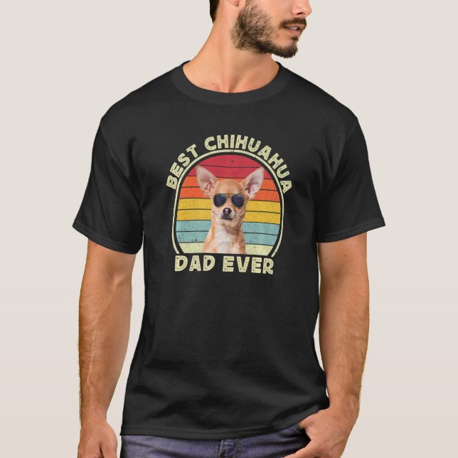Mens Best Chihuahua Dad For Men Retro Brown Chiwaw T-Shirt (Front)