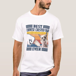 Mens Best Chinese Crested Dog Dad Ever Funny Dog L T-Shirt